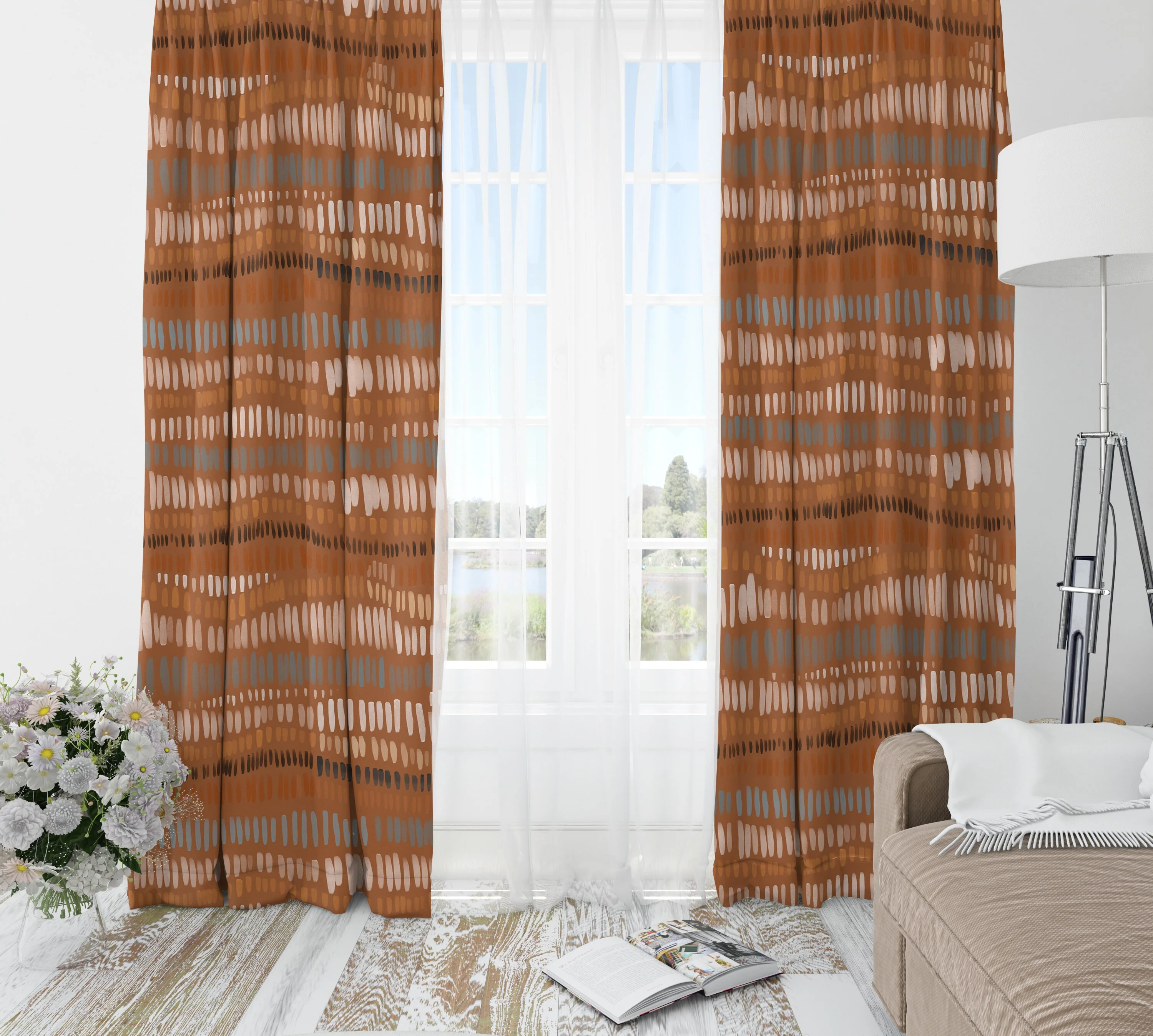 Abstract Rust Blackout Curtains - Image 4