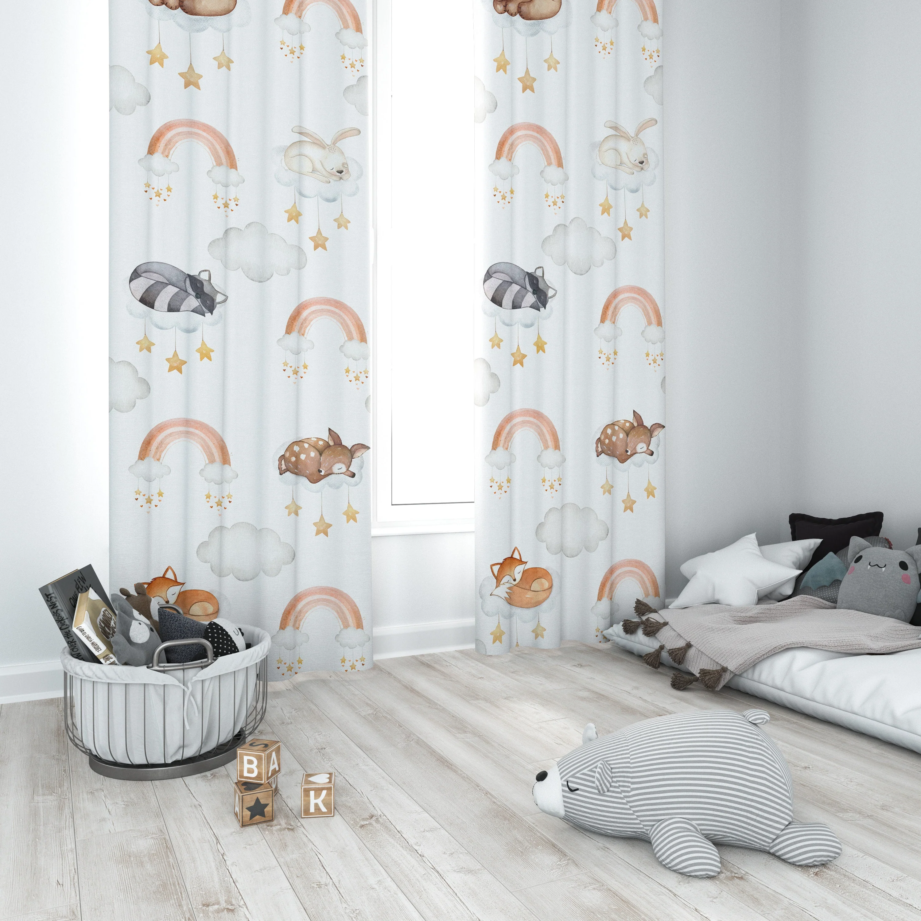 Animals Sleeping on Rainbows Blackout Curtains - Image 2