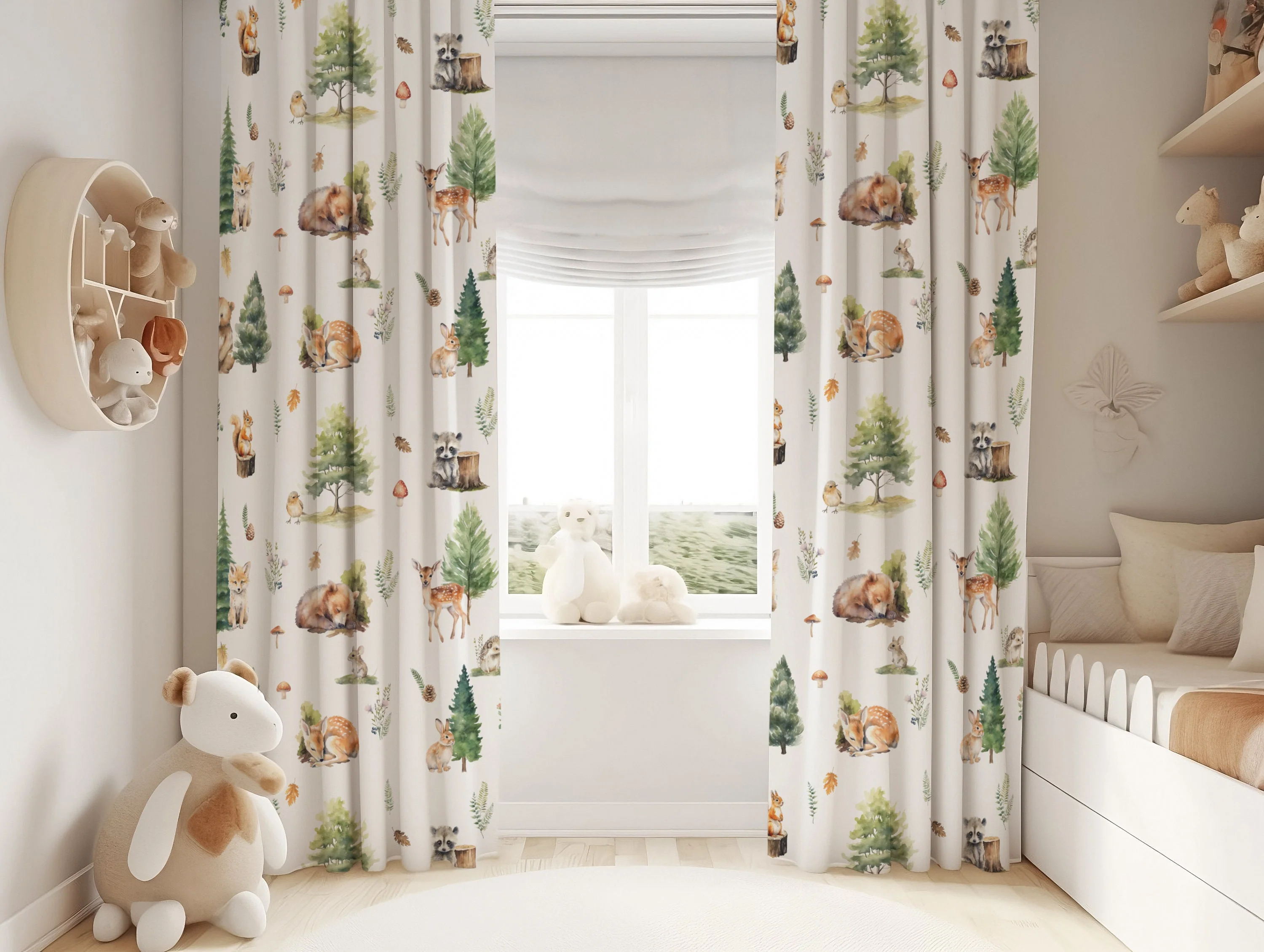 Beige Woodland Blackout Curtains - Image 2