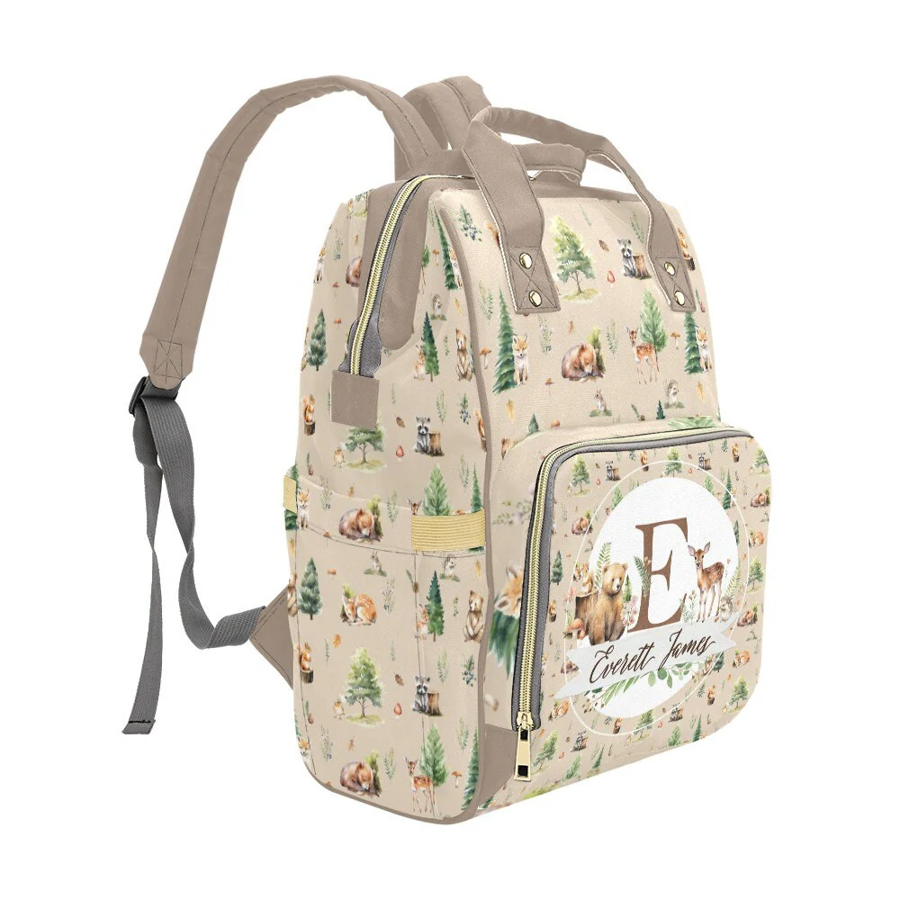 Beige Woodland Personalized Diaper Bag - Image 2