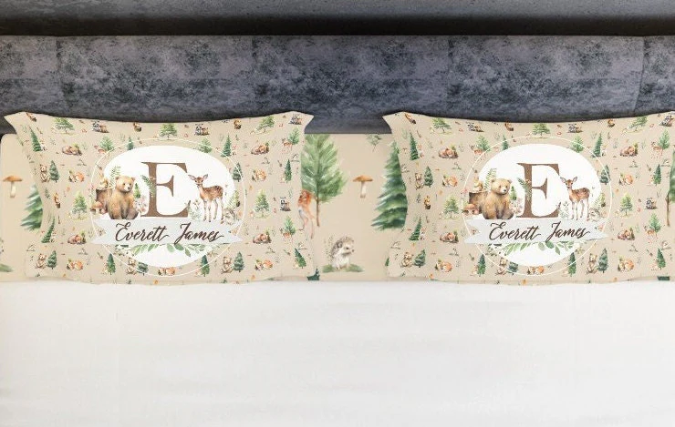 Beige Woodland Personalized Duvet Cover Set for Boy - Image 2