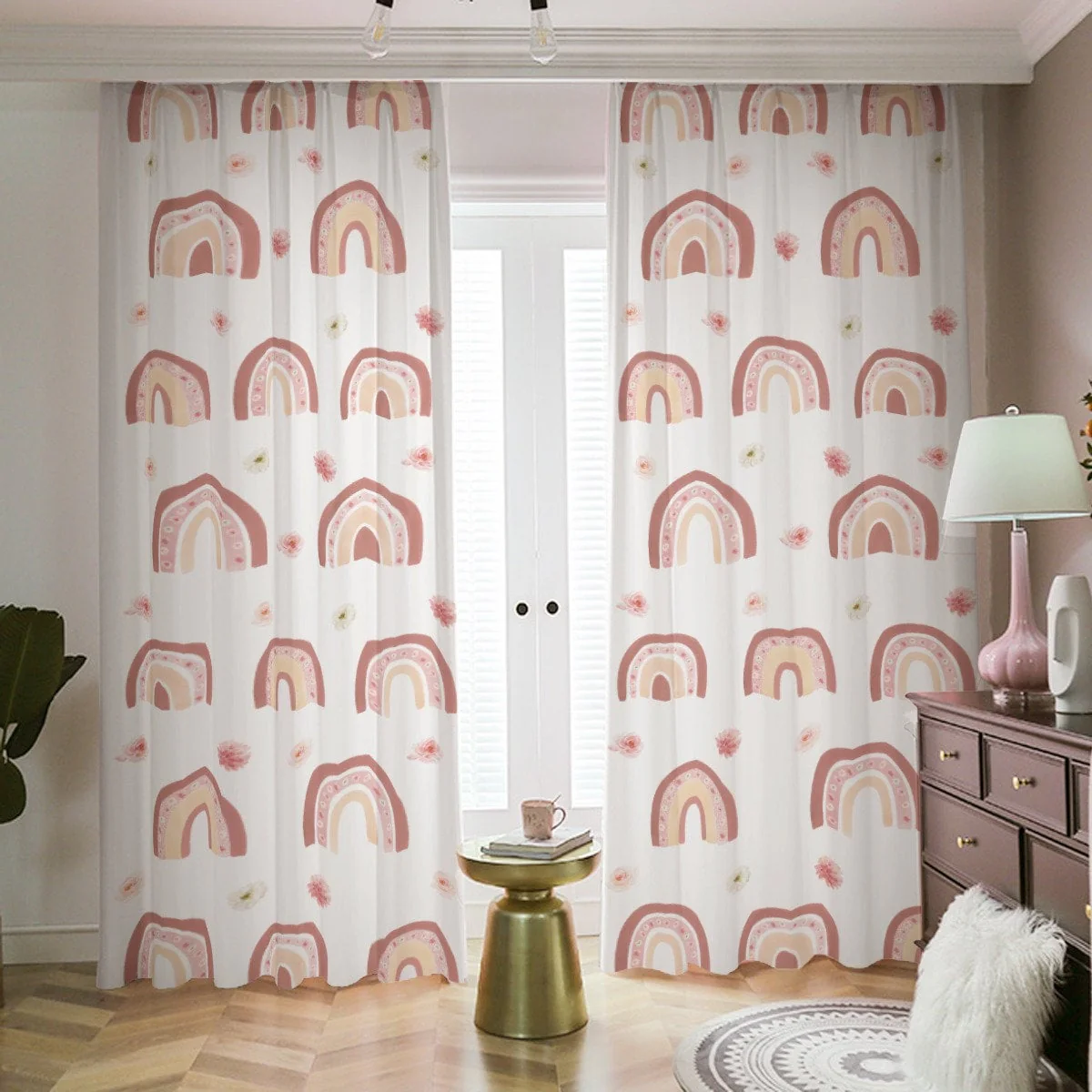 Blush Florals with Rainbows Blackout Curtains - Image 3