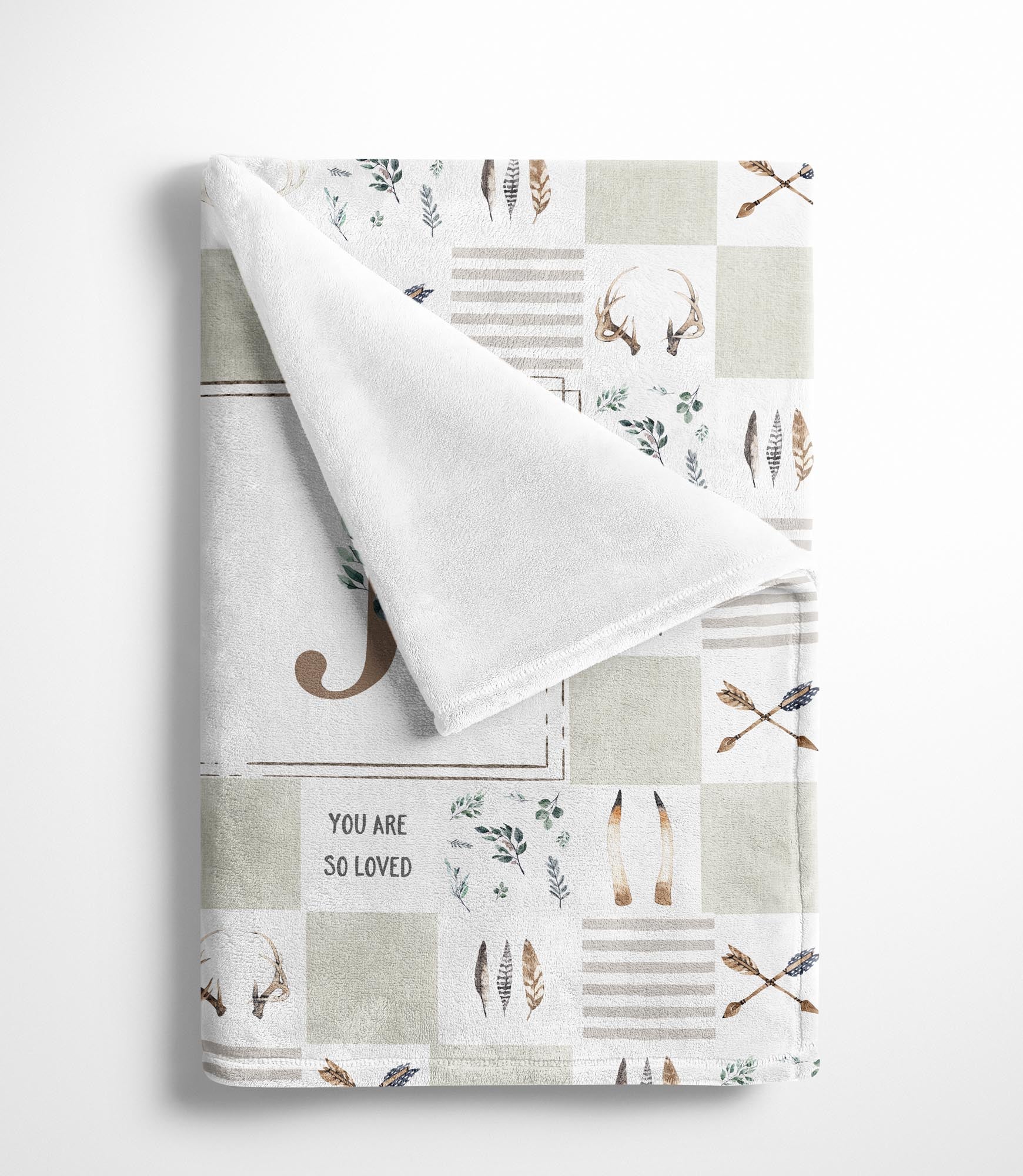 Boho Antlers Quilt Inspired Monogrammed Blanket - Image 2