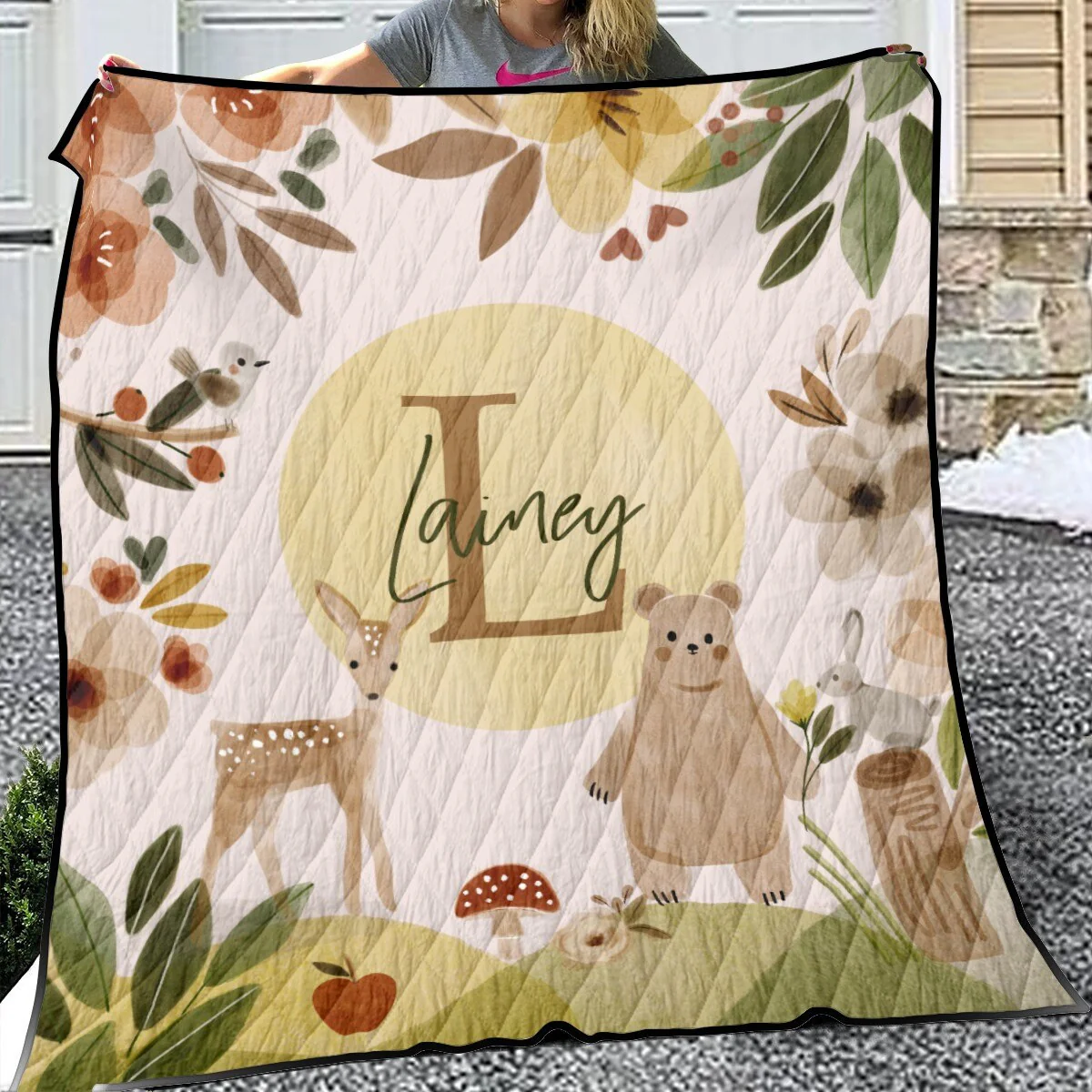 Brown Woodland Personalized Quilted Bedspread Set - Image 3