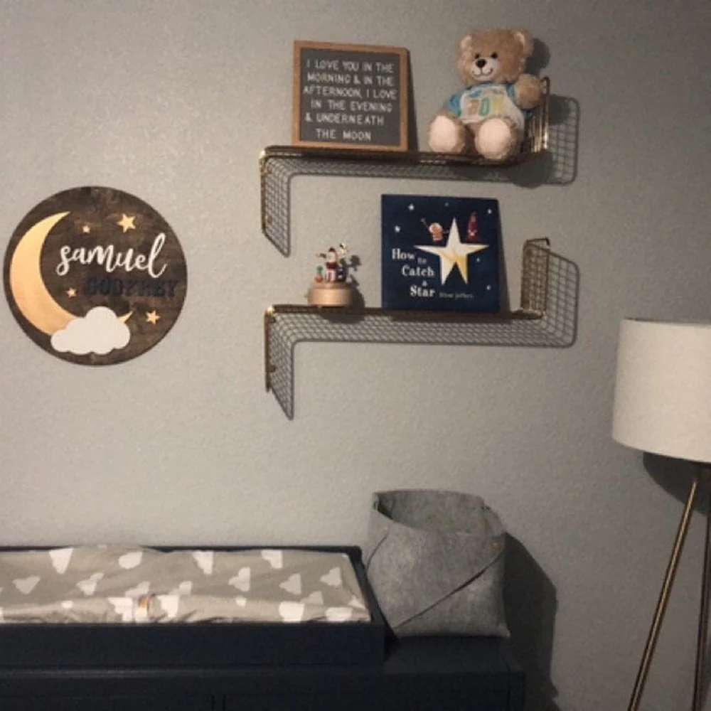 Custom Personalized Wooden Name Sign Moon and Stars - Image 3