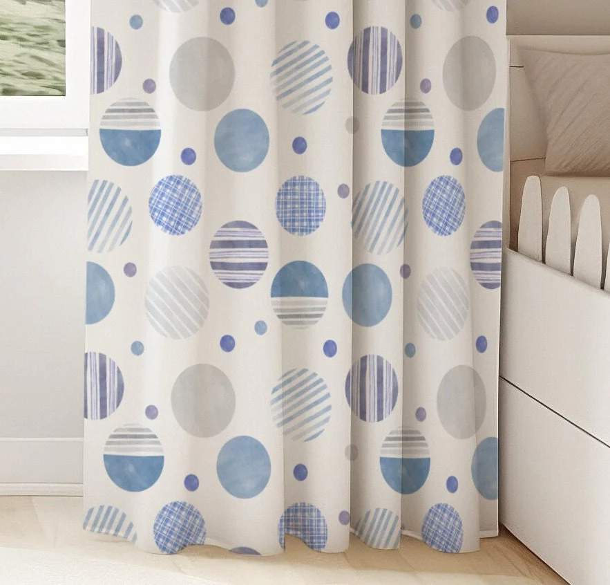 Dotted Blue Blackout Curtains - Image 3