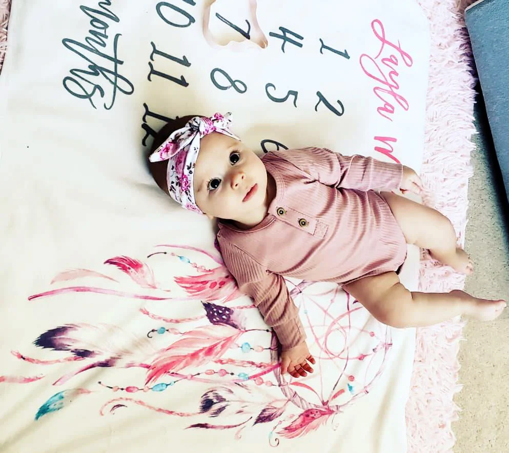 Dreamcatcher Cherry Pink Milestone Blanket for Girl - Image 2
