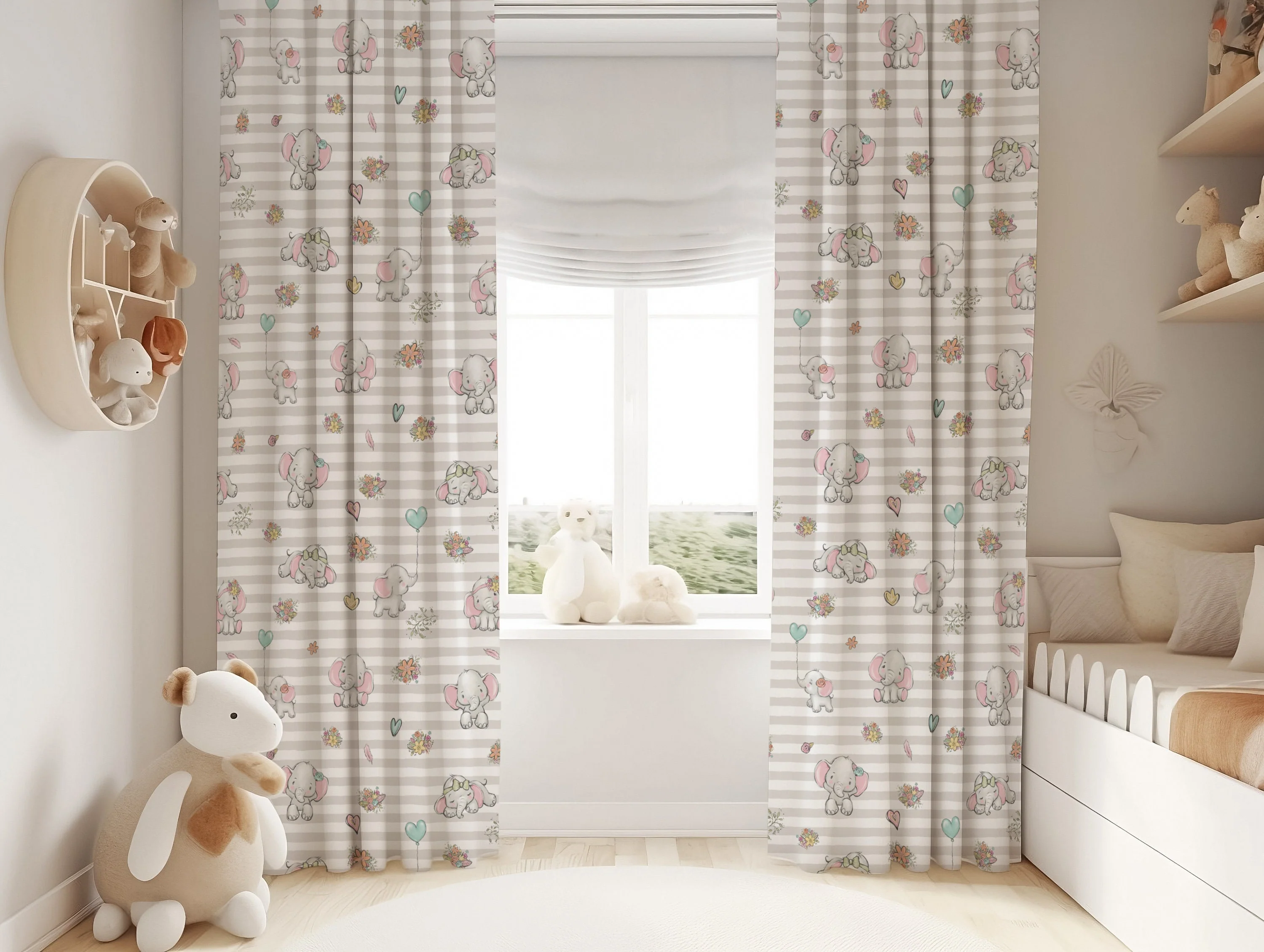 Happy Elephants Blackout Curtains - Image 3
