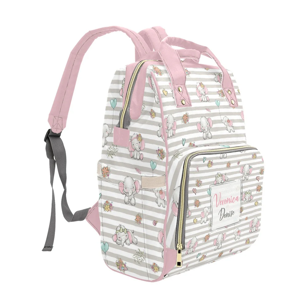 Happy Elephants Personalized Diaper Bag - Image 2