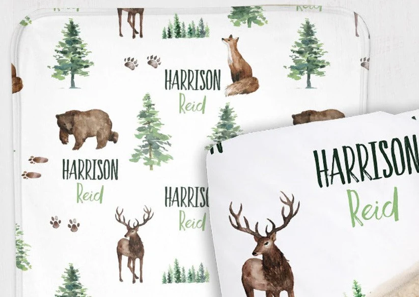 Forest Animals Personalized Patterned Blanket for Boy - Image 4
