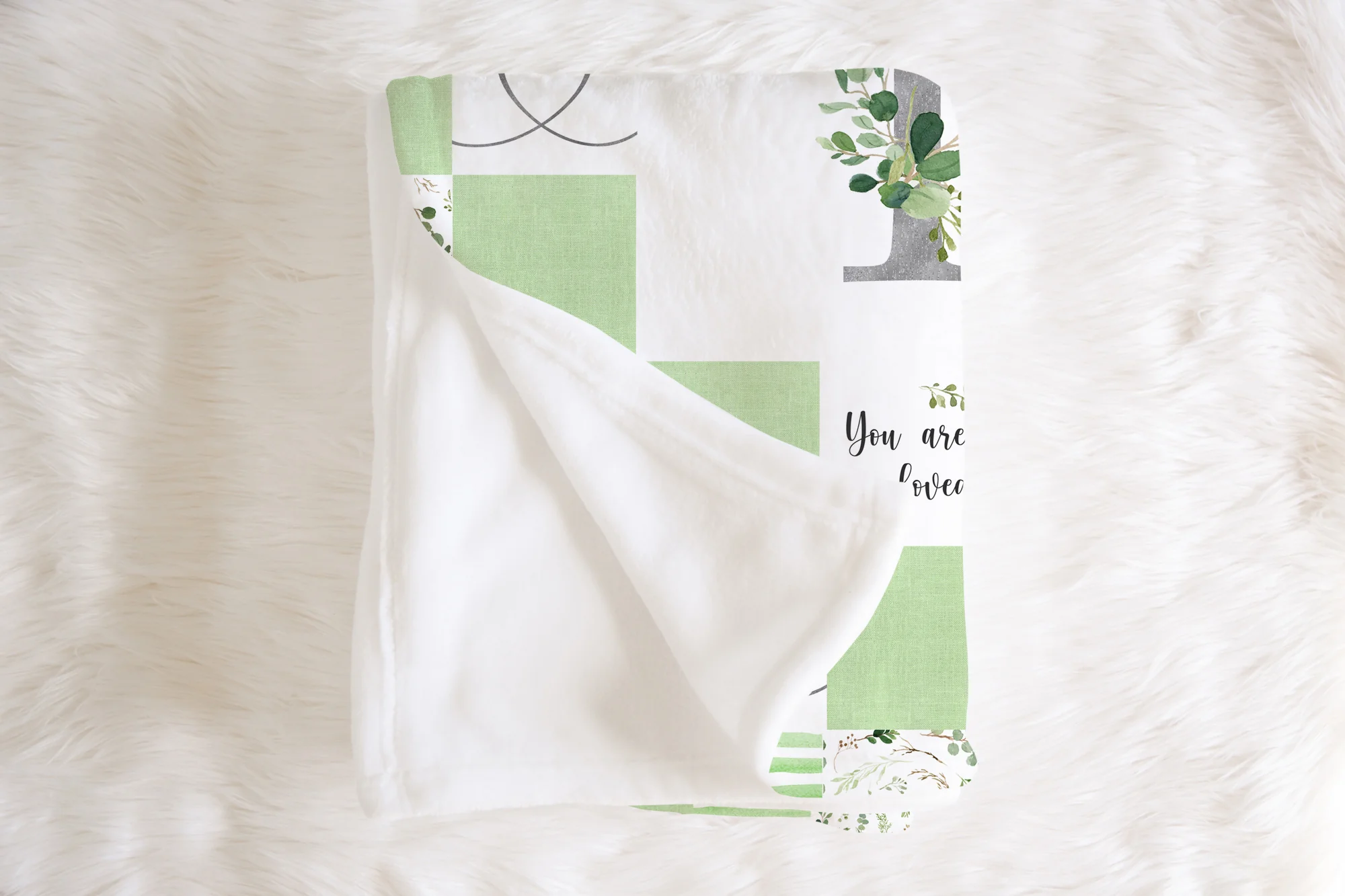 Greenery Monogrammed Quilt Inspired Blanket - Image 4