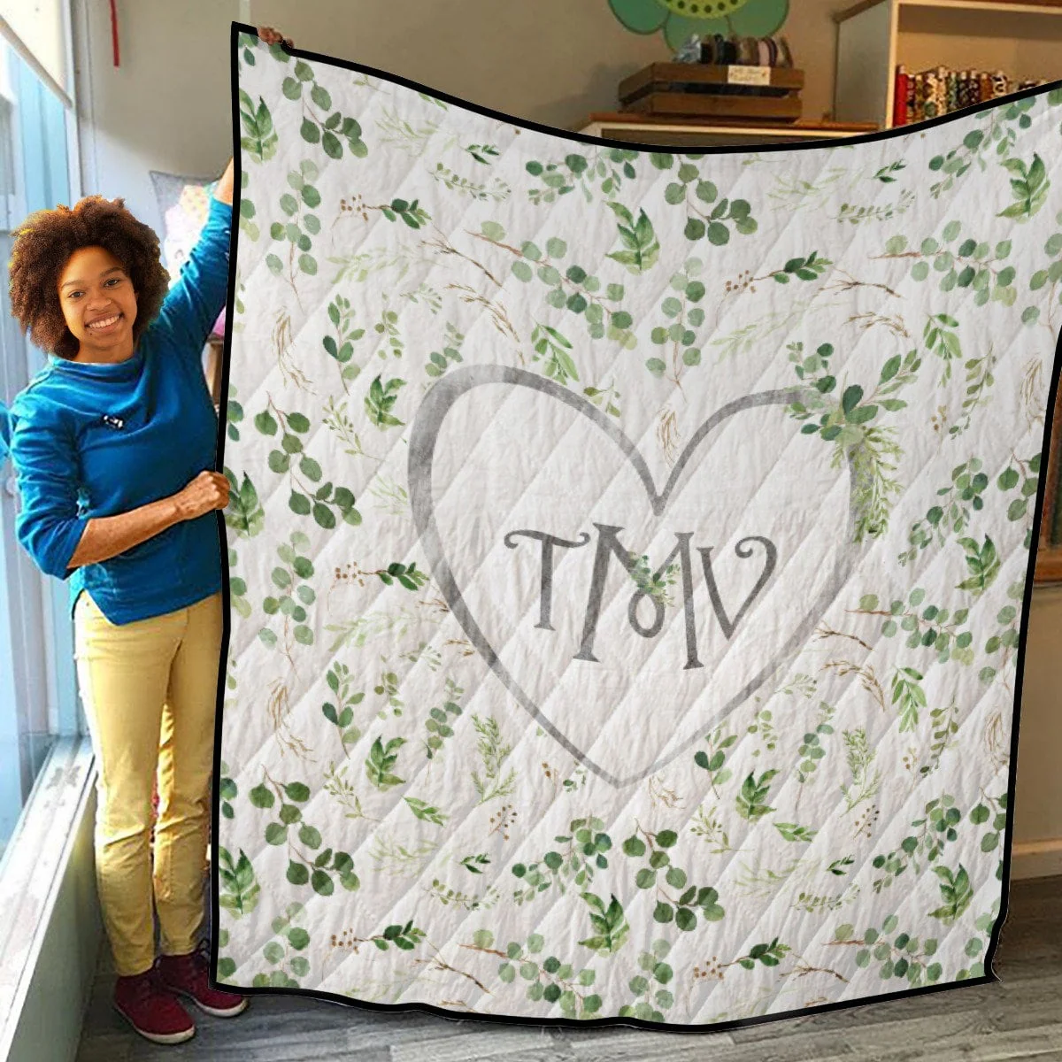 Greenery Personalized Quilted Bedspread Set - Image 3