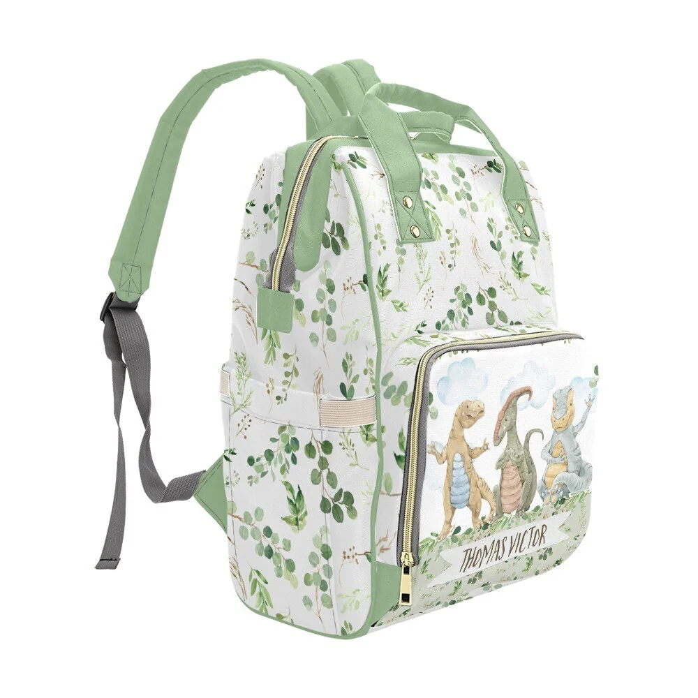 Greenery with Dinosaurs Personalized Diaper Bag - Image 2