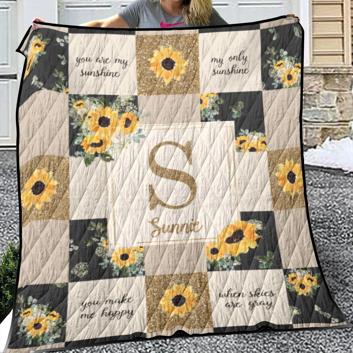 Hello Sunshine Patchwork Personalized Quilted Bedspread Set - Image 2