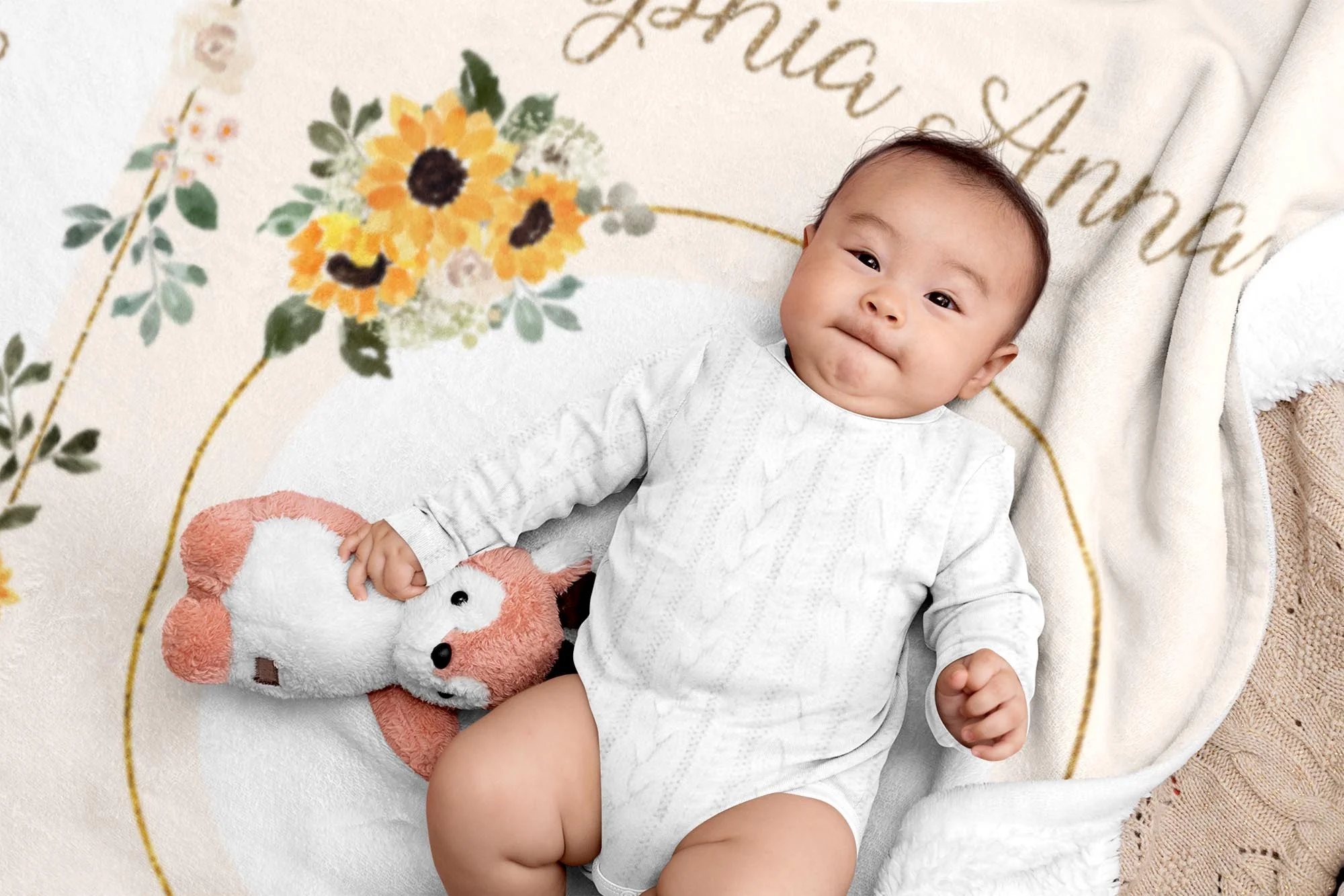 Hello Sunshine Sunflower Milestone Blanket for Girl - Image 5