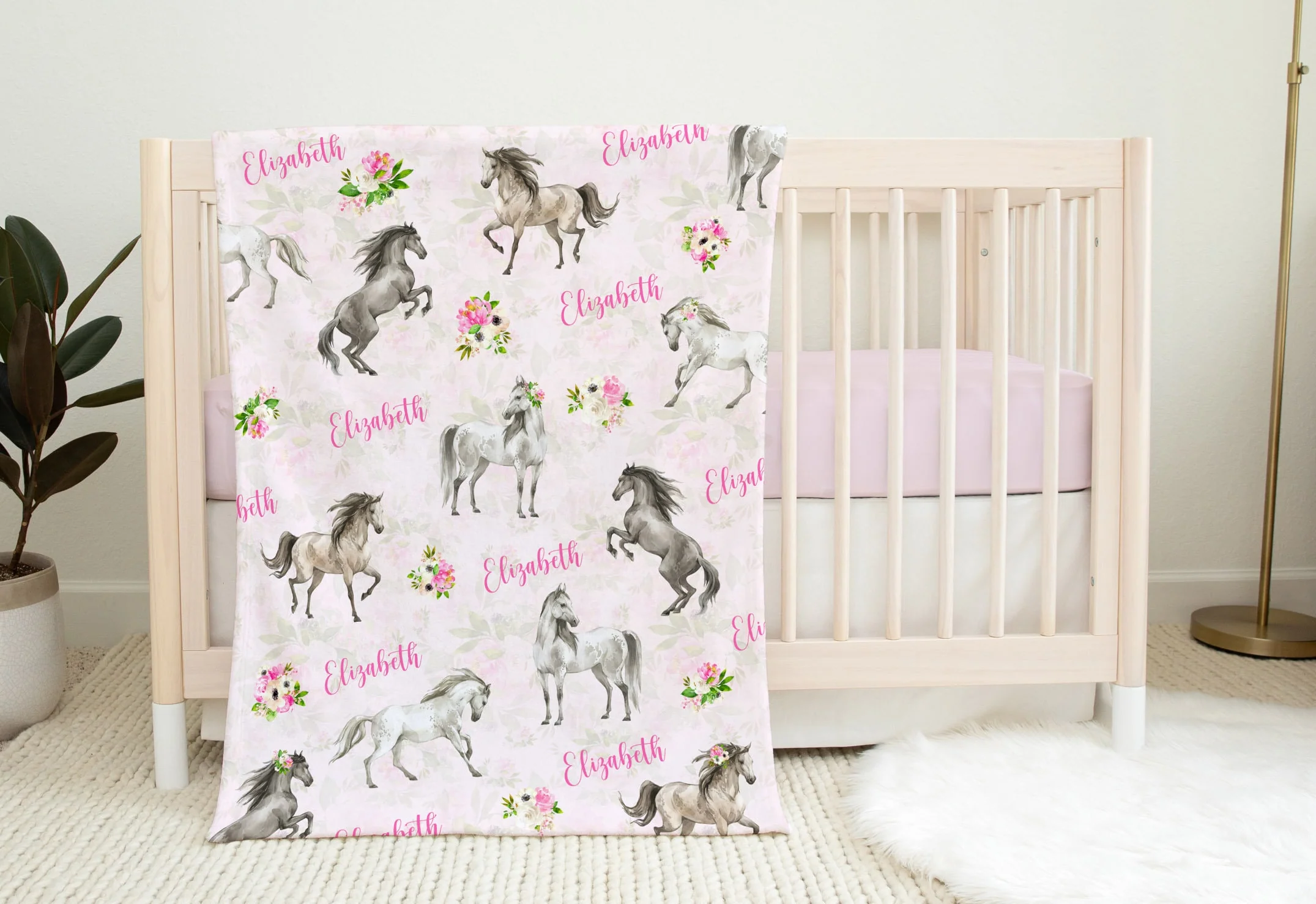 Horses Personalized Blanket for Girl - Image 3