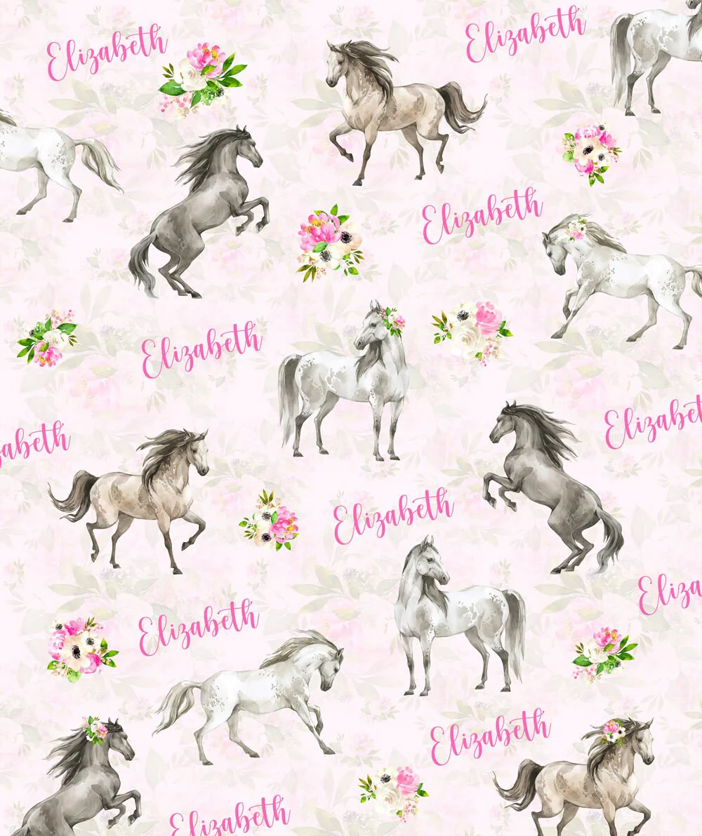 Horses Personalized Blanket for Girl - Image 4