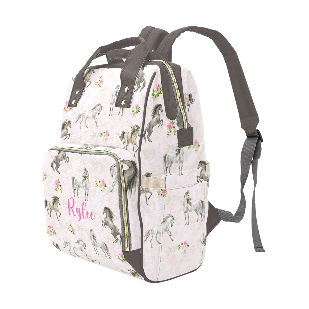 Horses Personalized Diaper Bag - Image 3
