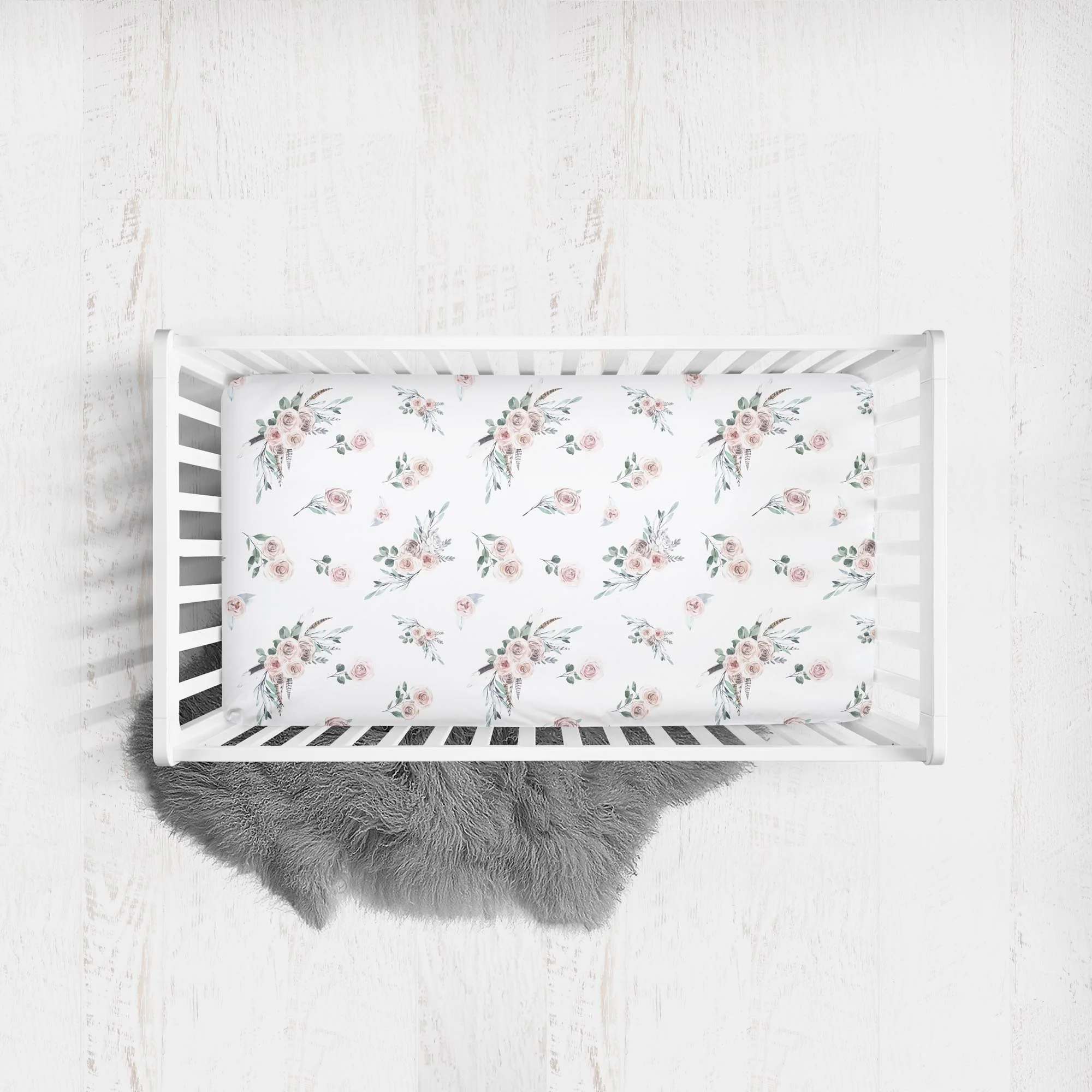 Modern Boho Patterned Crib Sheet for Girl - Image 3