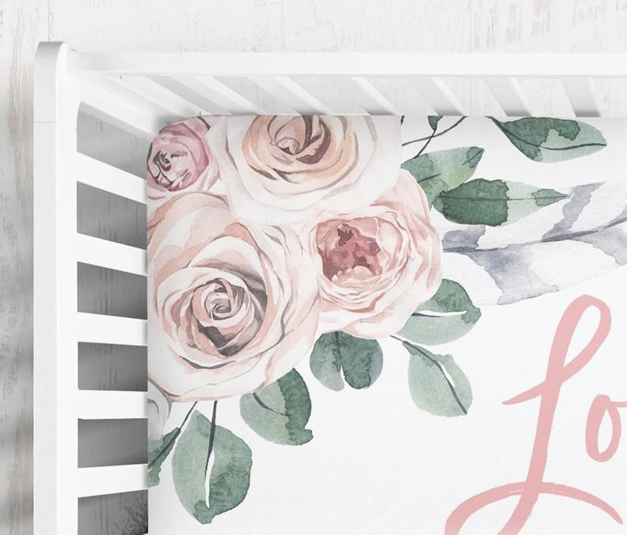 Modern Boho Personalized Crib Sheet for Girl - Image 3