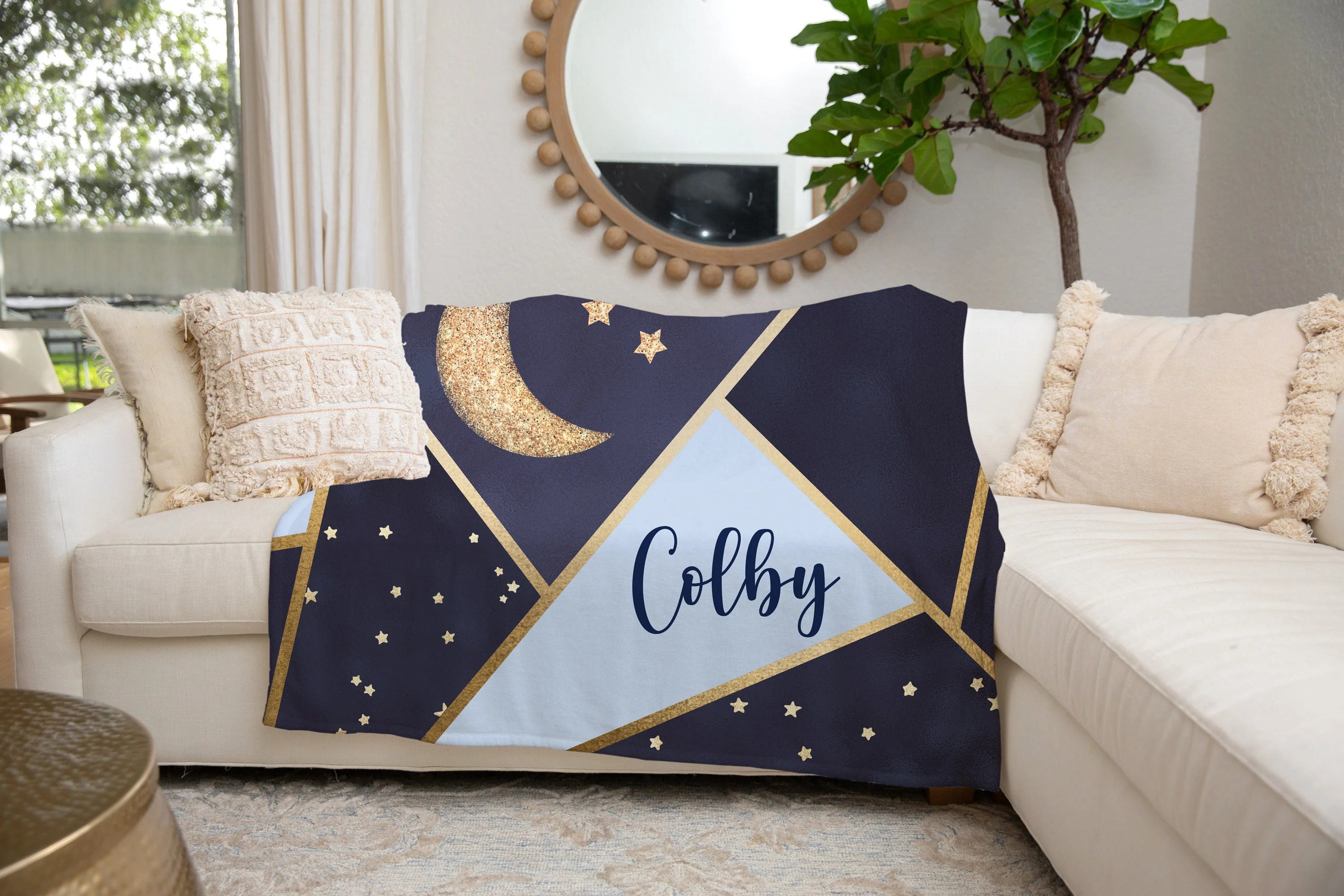 Moon and Stars Personalized Blanket For Boy - Image 2