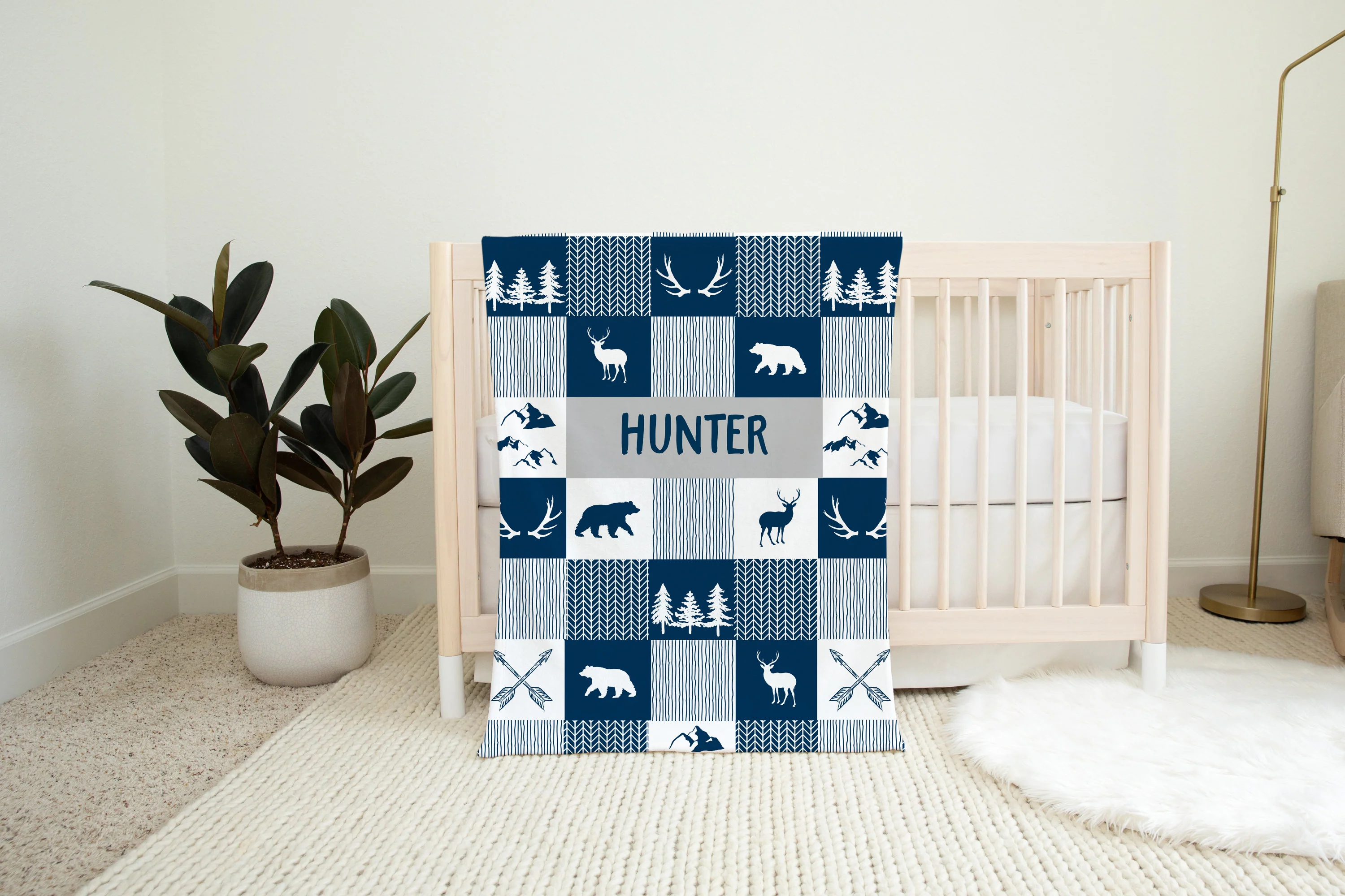 Navy Blue Woodland Personalized Diaper Bag - Image 8
