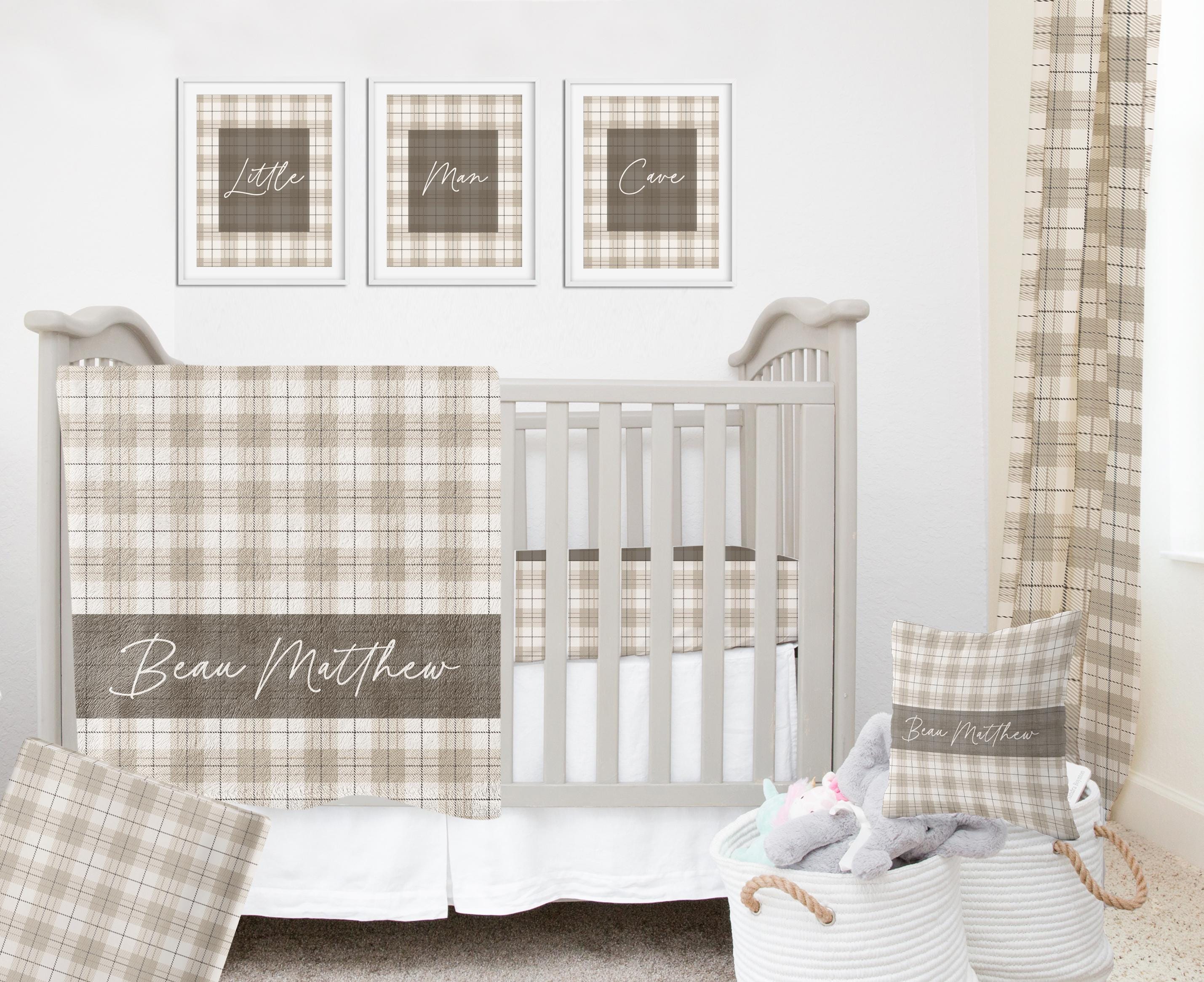 Neutral Plaid Personalized Pillow - Image 4