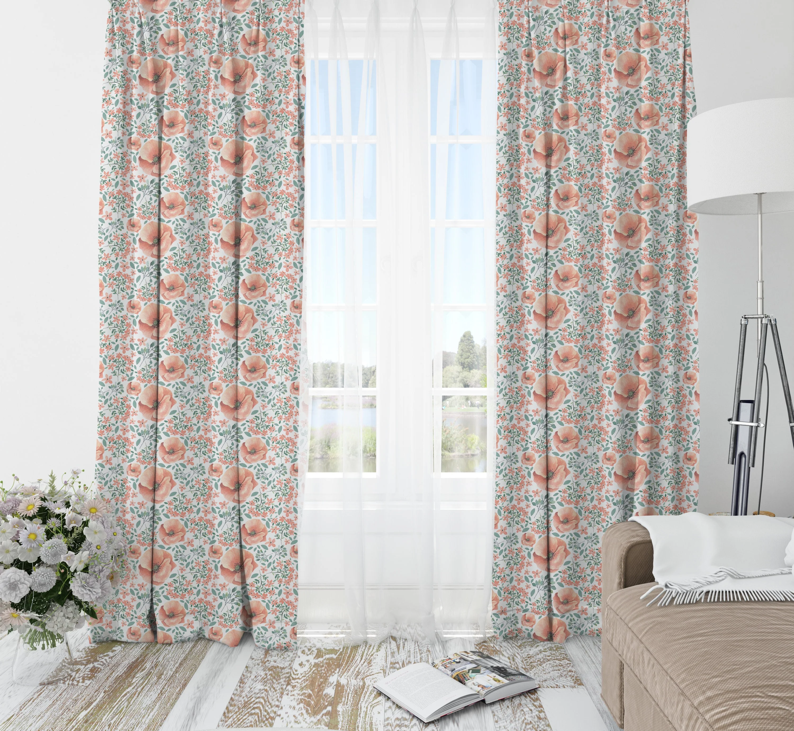 Poppy Flowers Blackout Curtains - Image 2