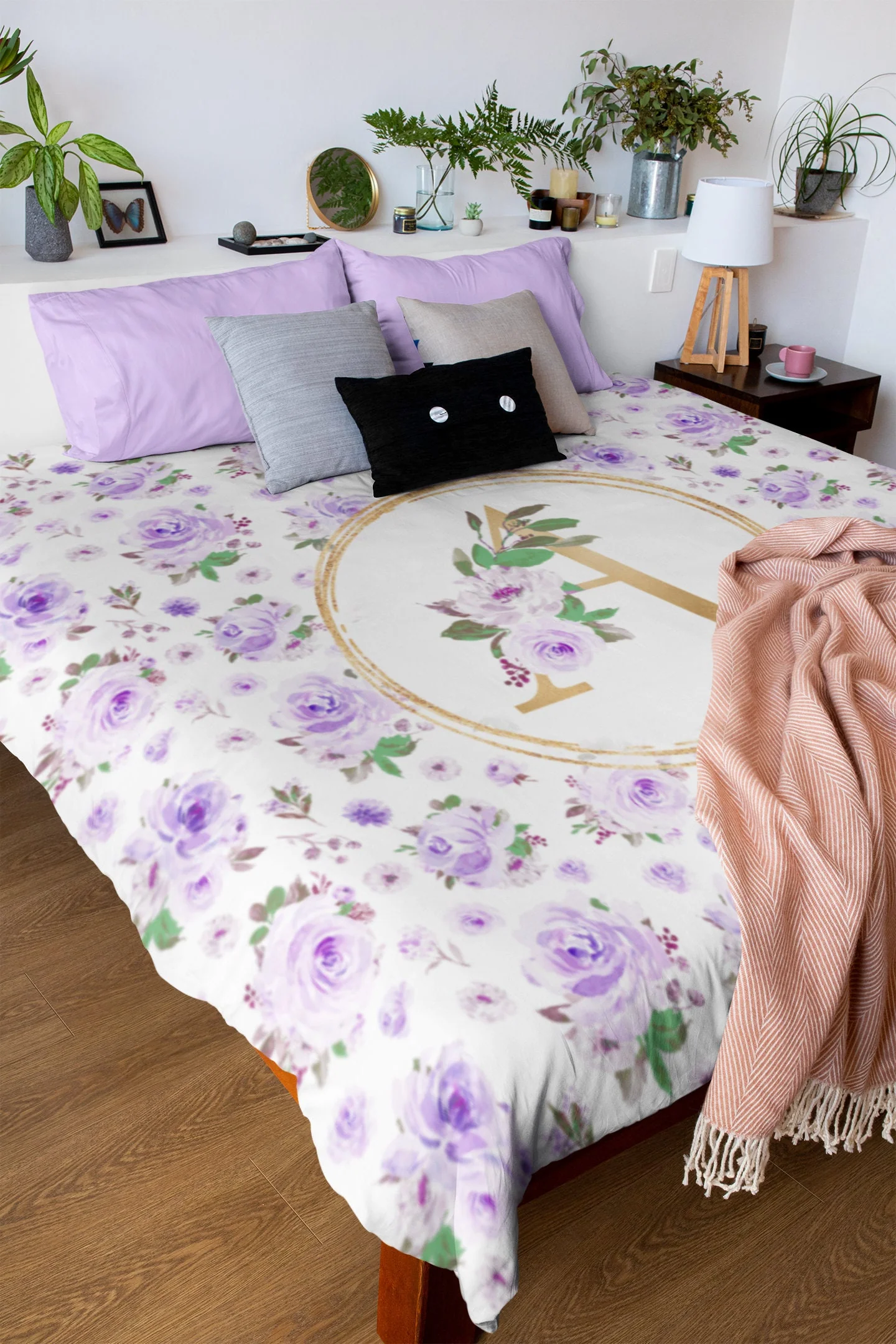 Purple Florals Personalized Duvet Cover Set for Girl - Image 2