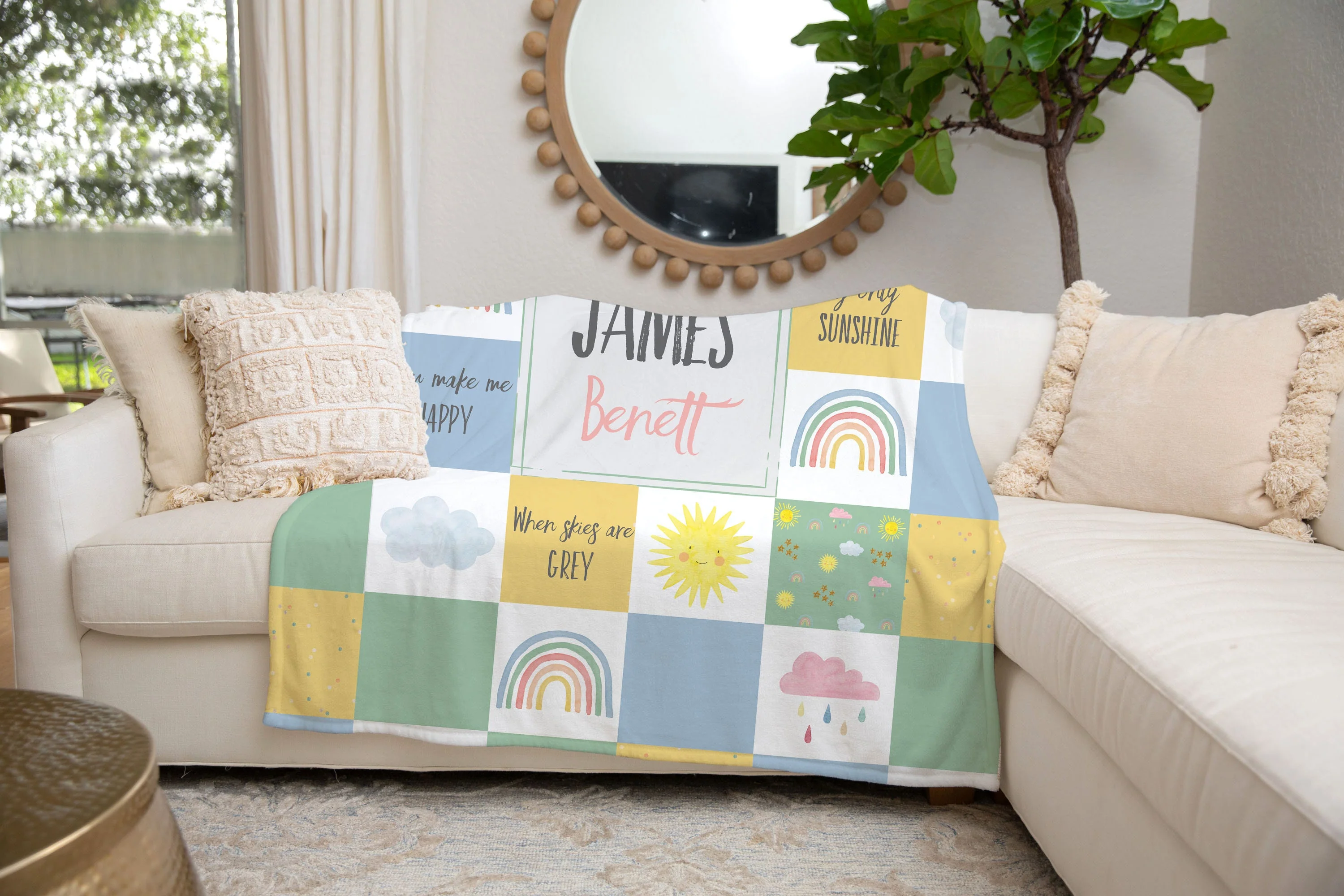 Rainbows and Suns Personalized Blanket For Boy - Image 3