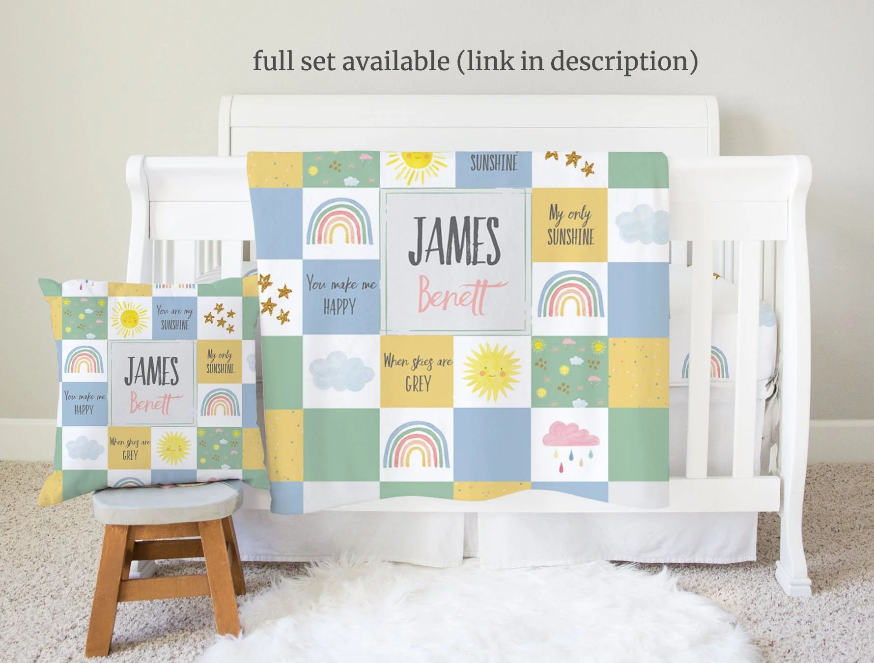 Rainbows and Suns Personalized Blanket For Boy - Image 4