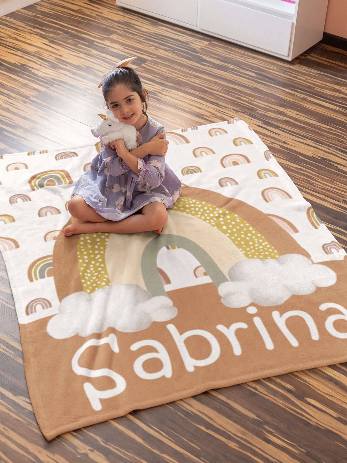 Rainbows Personalized Blanket for Girl - Image 5