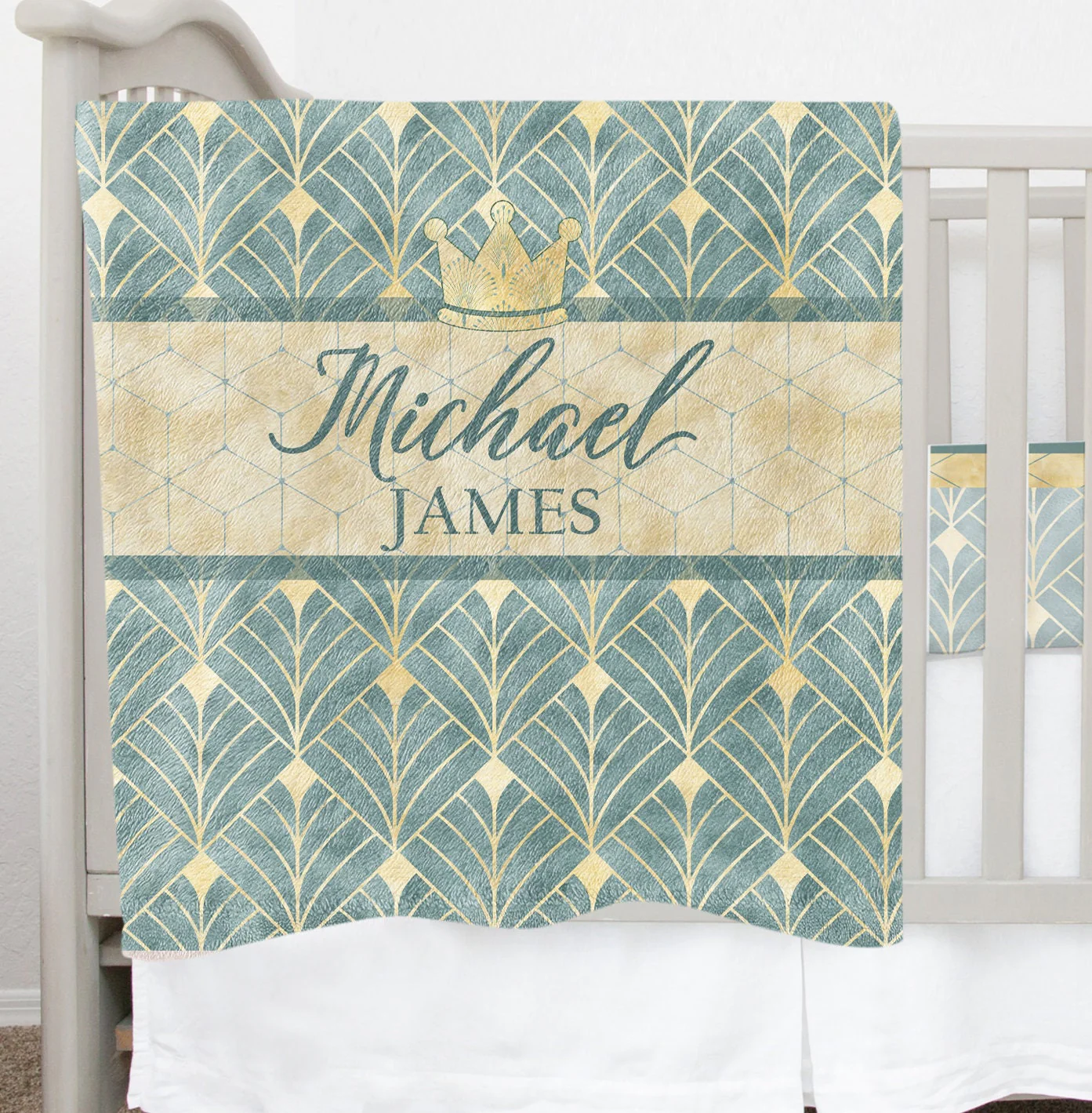 Royal Green Personalized Blanket For Boy