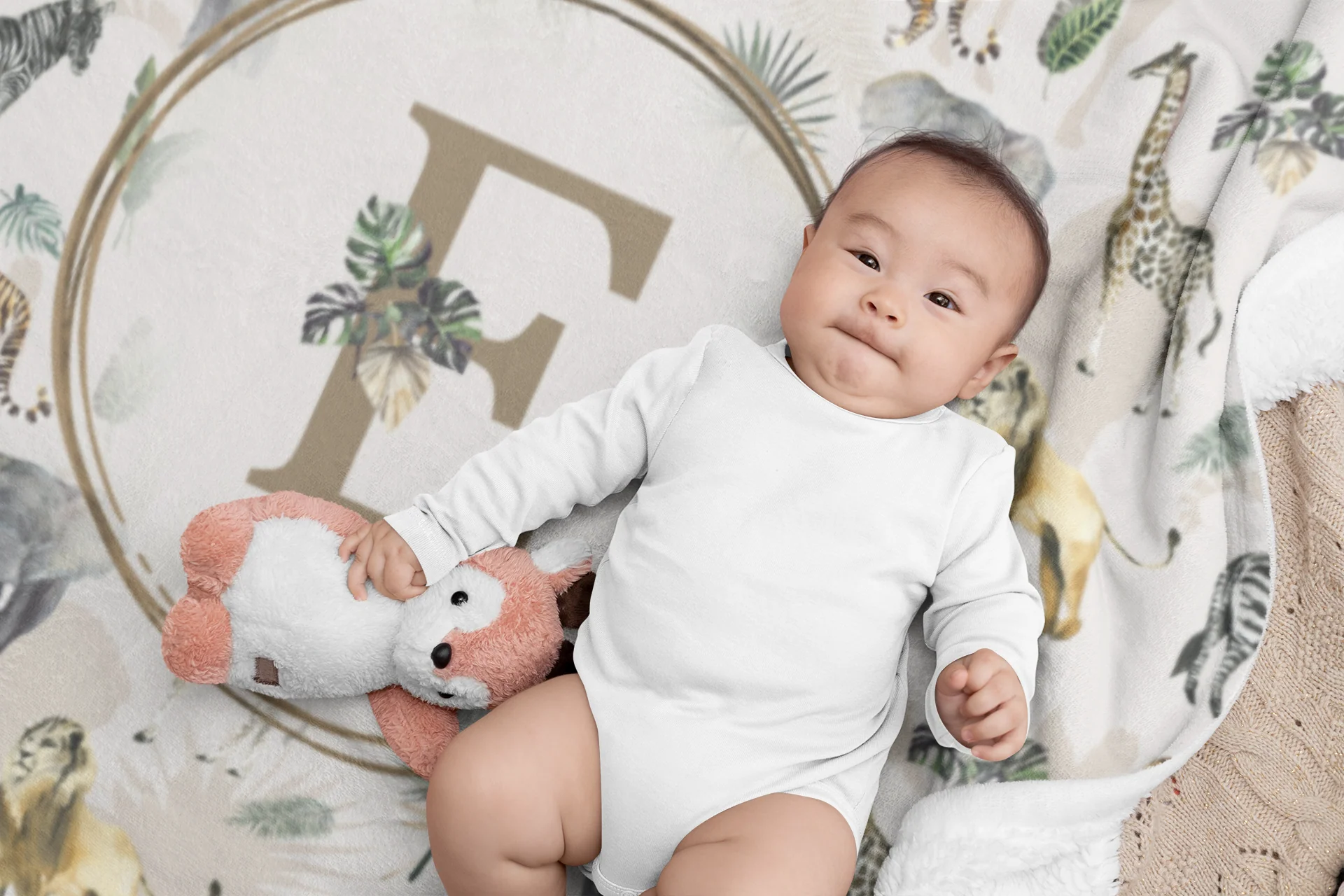 Safari Animals Monogrammed Blanket for Boy - Image 4