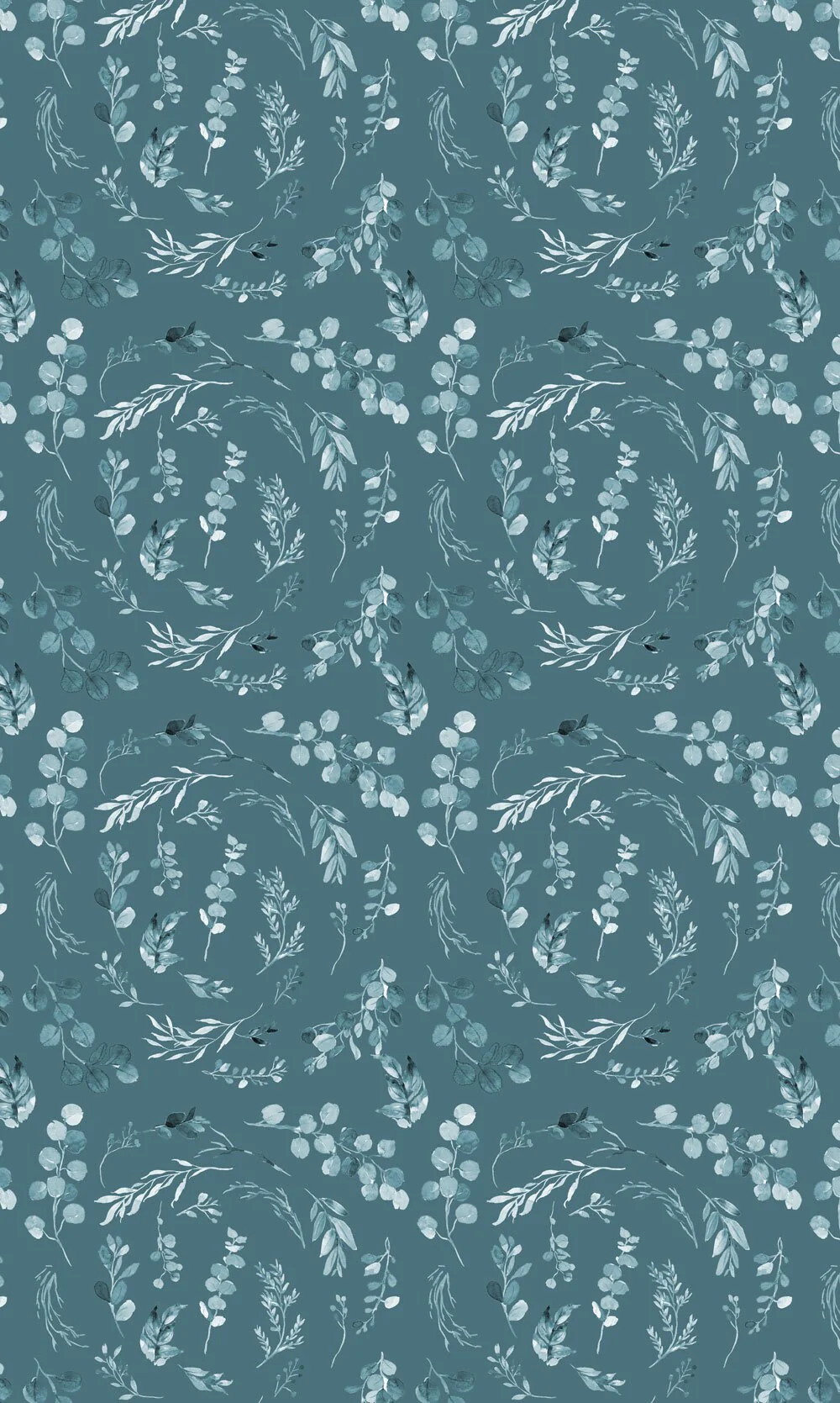 Teal Leaves Blackout Curtains - Image 3