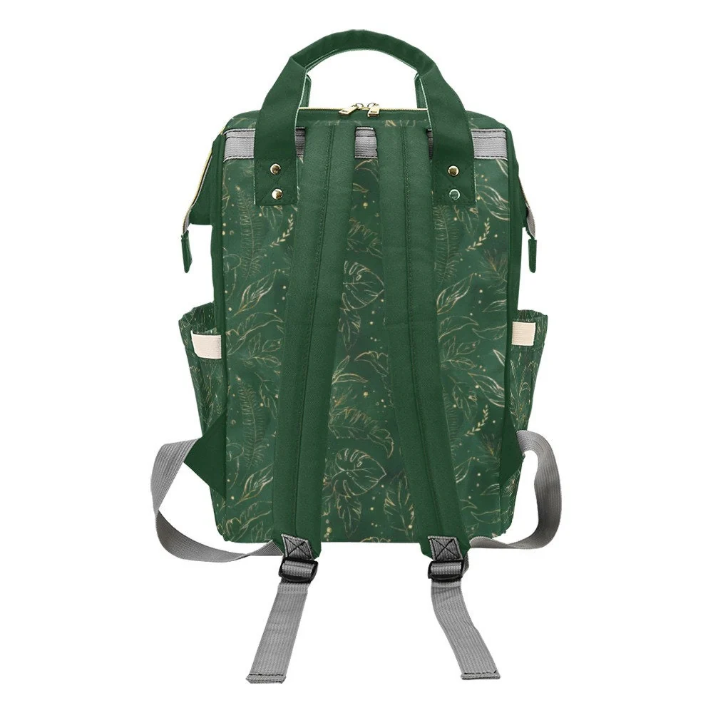 Tropical Dark Green Personalized Diaper Bag - Image 4