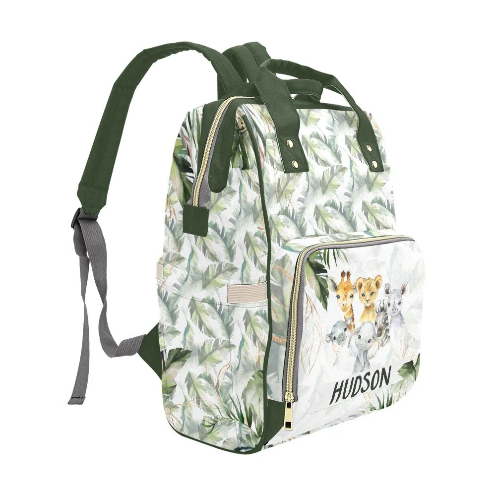 Tropical with Safari Animals Personalized Diaper Bag - Image 4
