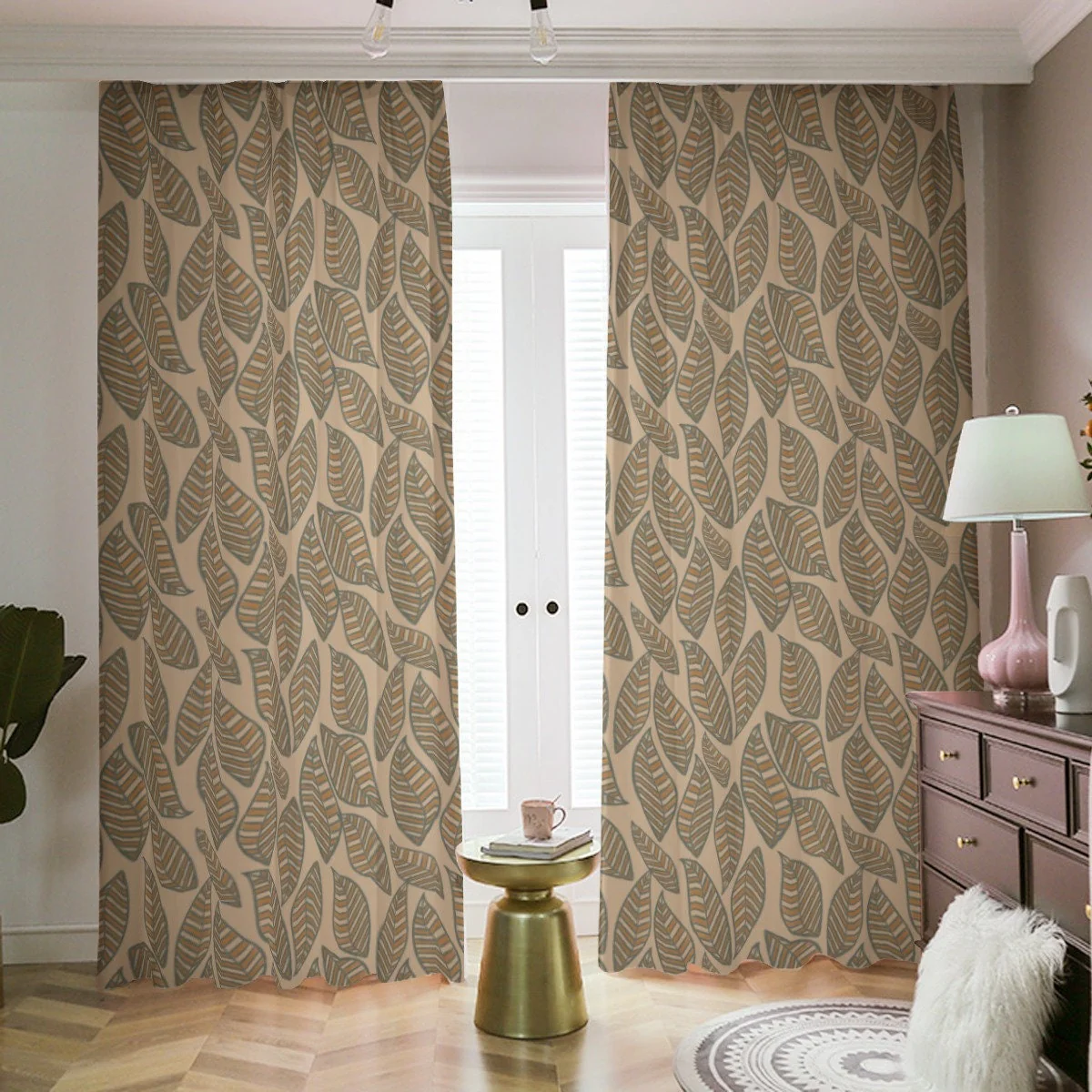 Vintage Charm with leaves Blackout Curtains
